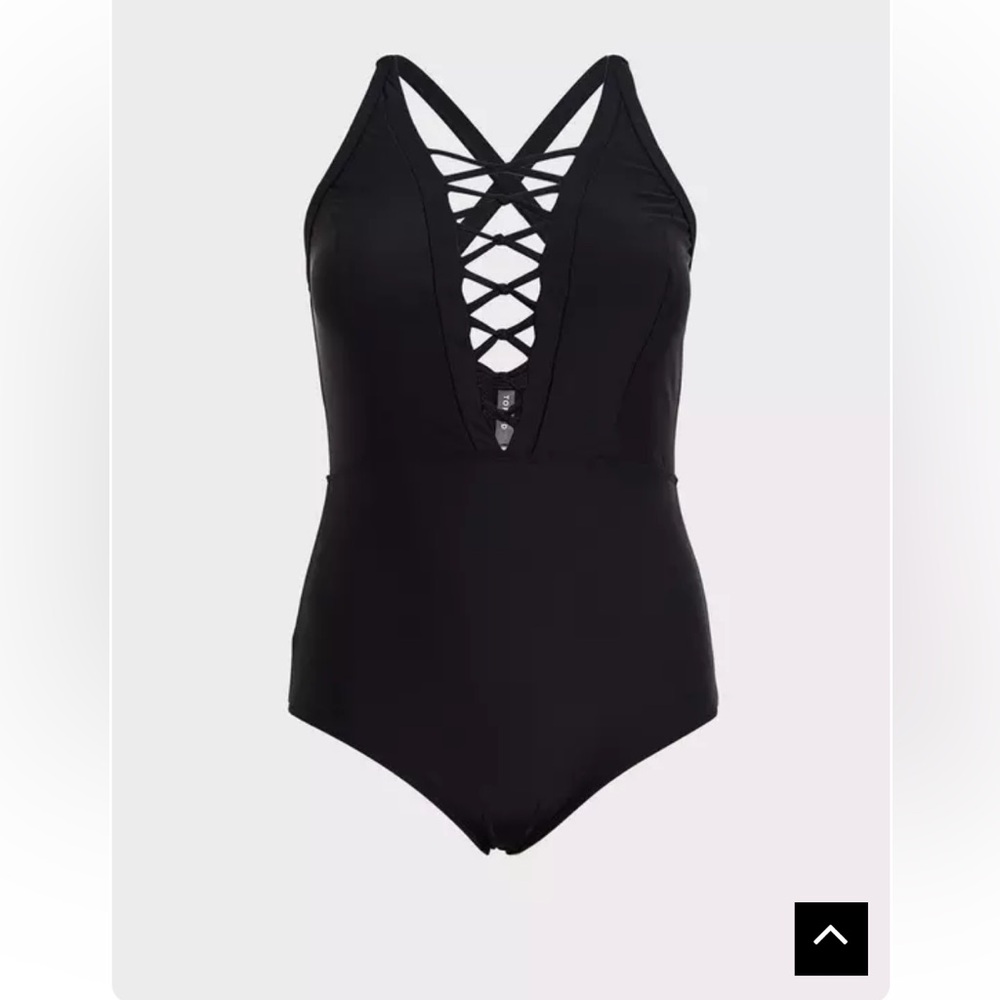 Torrid Size 1 - Black Lace-Up One Piece Swimsuit LIKE NEW